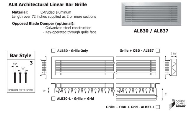 Bar Style 3 - 1/2" Spacing, 3/16" Fin (O degree)