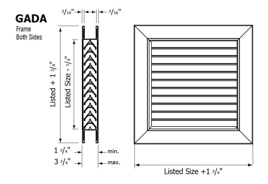  8x4 - Door Grille, Double Sided, Aluminum Transfer Grille (Model # GADA_8x4)