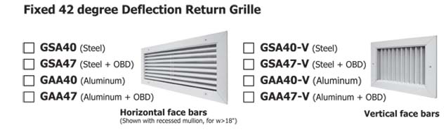 Fixed 45 Deg Return Grills