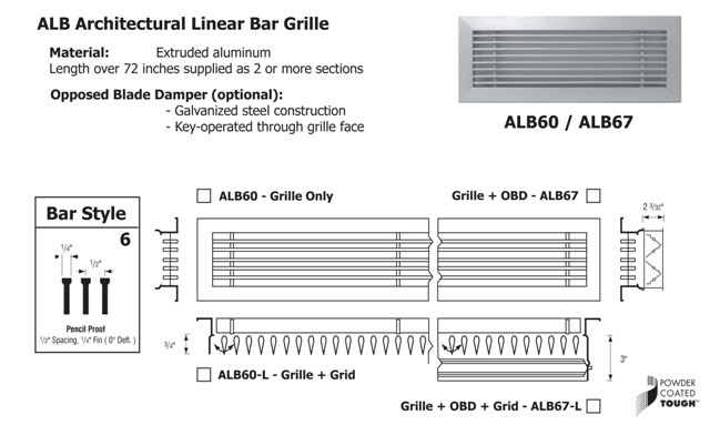 Bar Style 6 - 1/2" Spacing, 1/4" Fin (O degree, Pencil Proof)