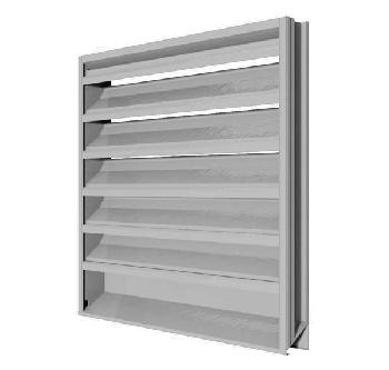 12x12 -  4" Deep, 4375FD Galvanized Steel Drainable Louver. Mill Finish. (Model# RE4375FD12x12-MF)