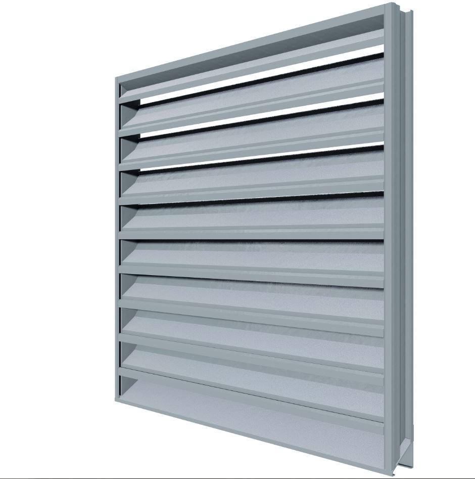 12x12 - 4" Deep Drainable Aluminum Louver w/ Channel Frame Quick Ship (Model#  445RGD5 12x12)