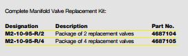 Refco M2-10-95-R/2,Replacement valve, 2 pieces,4687104