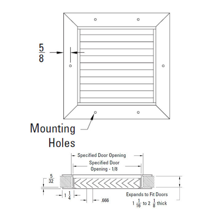 DGDF 10x10, Double Flanged Door Grille, Aluminum Transfer Grille