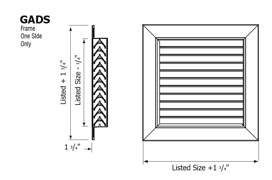 10x10 - Door Grille, Aluminum Transfer Grille (Model # GADS_10x10)